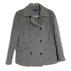 J. Crew S gray cashmere wool blend pea coat jacket pockets‎